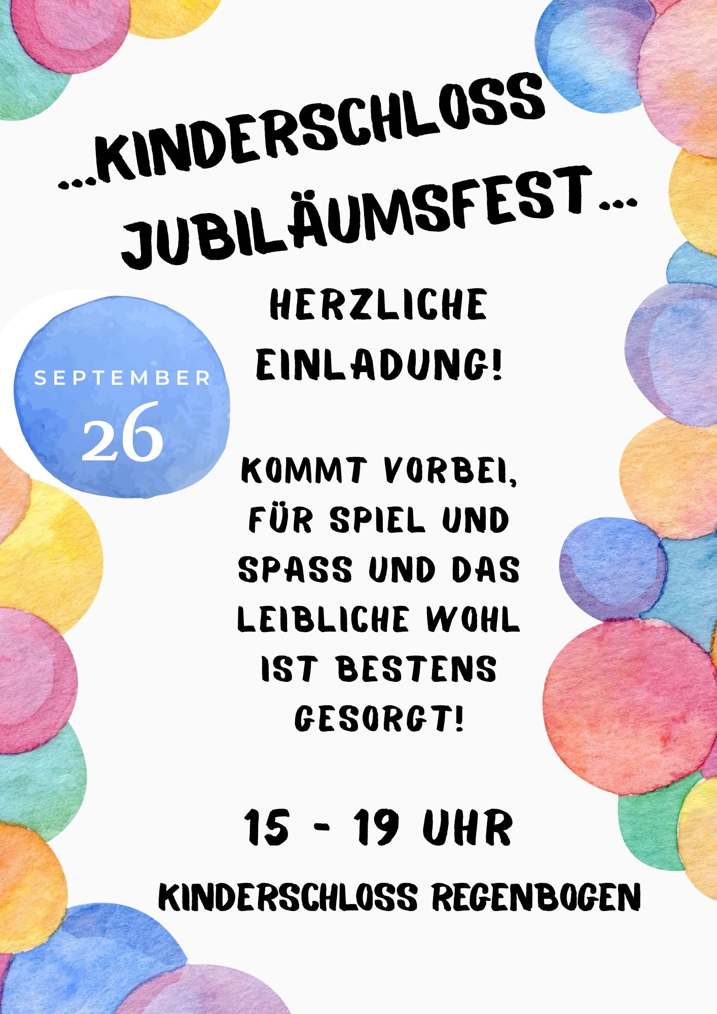 Jubil&auml;umsfest Kinderschloss Regenbogen