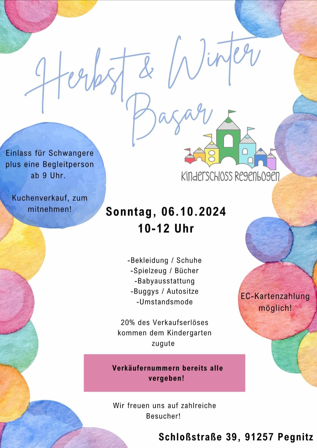 Herbst & Winter Basar Kinderschloss Regenbogen